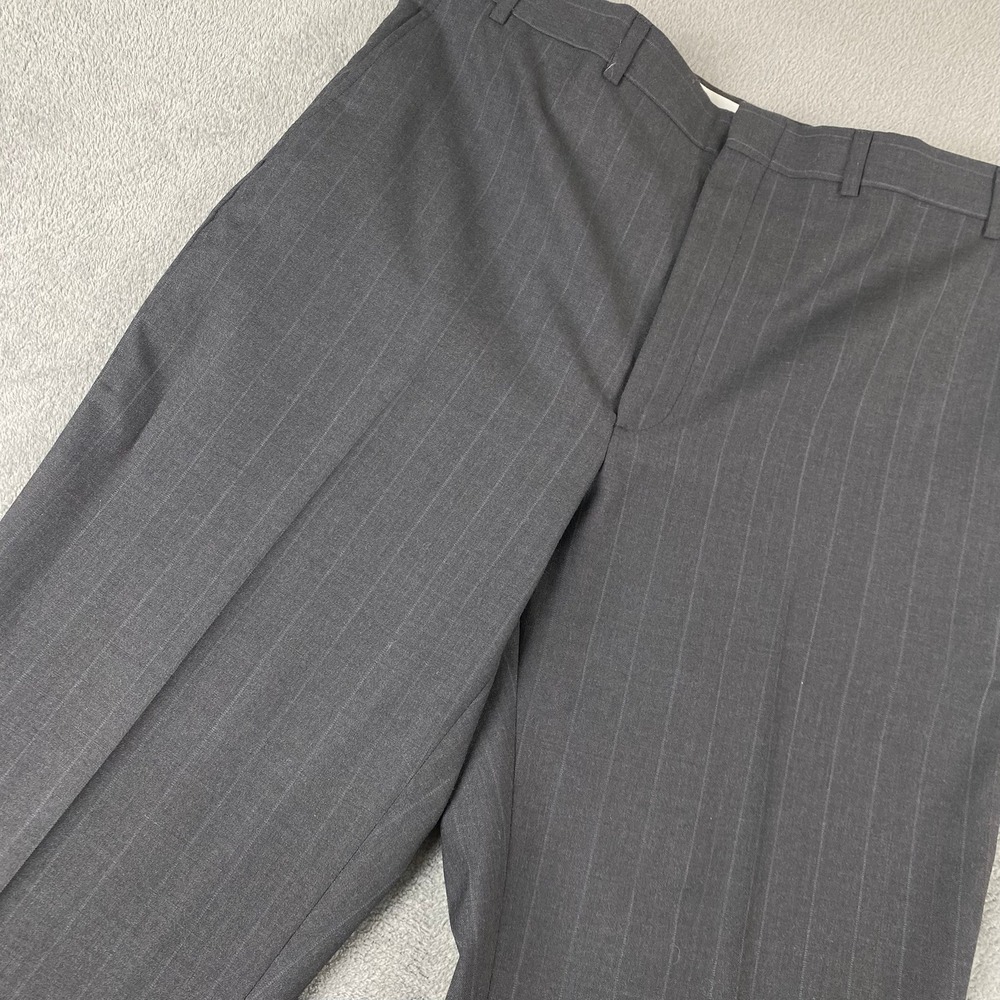Towncraft Mens 38x32 Dress Pants Charcoal Gray Pinstripe Wool Blend Trousers